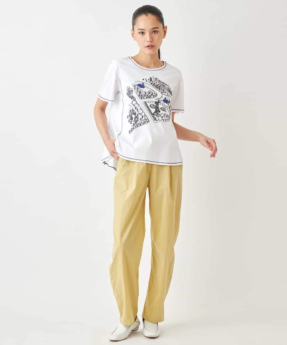 RLKGX02210 HIROKO BIS GRANDE(ヒロコ ビス グランデ) 【大きいサイズ】ステッチアクセントTシャツ /洗える ホワイト