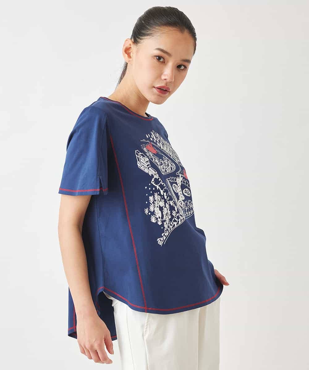 RLKGX02210 HIROKO BIS GRANDE(ヒロコ ビス グランデ) 【大きいサイズ】ステッチアクセントTシャツ /洗える ホワイト