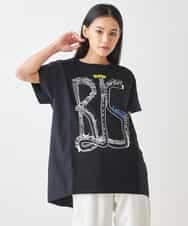 RLKGX03240 HIROKO BIS GRANDE(ヒロコ ビス グランデ) 【大きいサイズ】グラフィカルプリントTシャツ /洗える ブラック