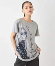RLKGX04250 HIROKO BIS GRANDE(ヒロコ ビス グランデ) 【大きいサイズ】デザインプリントチュニックTシャツ /洗える ホワイト