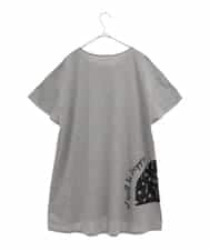 RLKGX04250 HIROKO BIS GRANDE(ヒロコ ビス グランデ) 【大きいサイズ】デザインプリントチュニックTシャツ /洗える ライトグレー