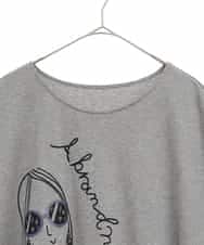 RLKGX04250 HIROKO BIS GRANDE(ヒロコ ビス グランデ) 【大きいサイズ】デザインプリントチュニックTシャツ /洗える ライトグレー