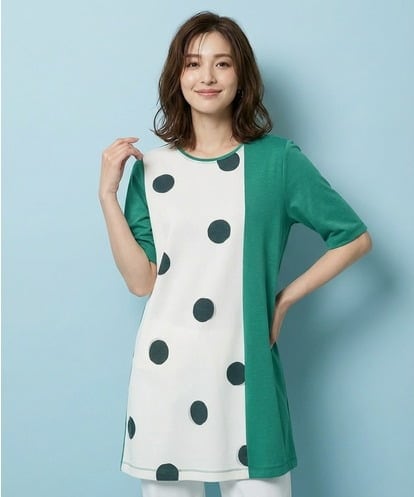 RLKHA09280  【大きいサイズ】幾何学柄プリントカットチュニック /洗える