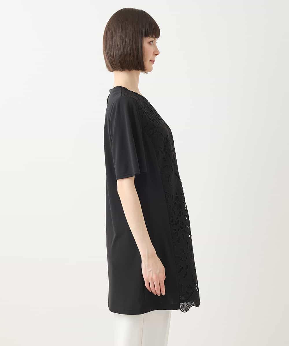 RLKHA16350 HIROKO BIS GRANDE(ヒロコ ビス グランデ) 【先行予約/大きいサイズ】カットワークデコ刺繍チュニック ブラック