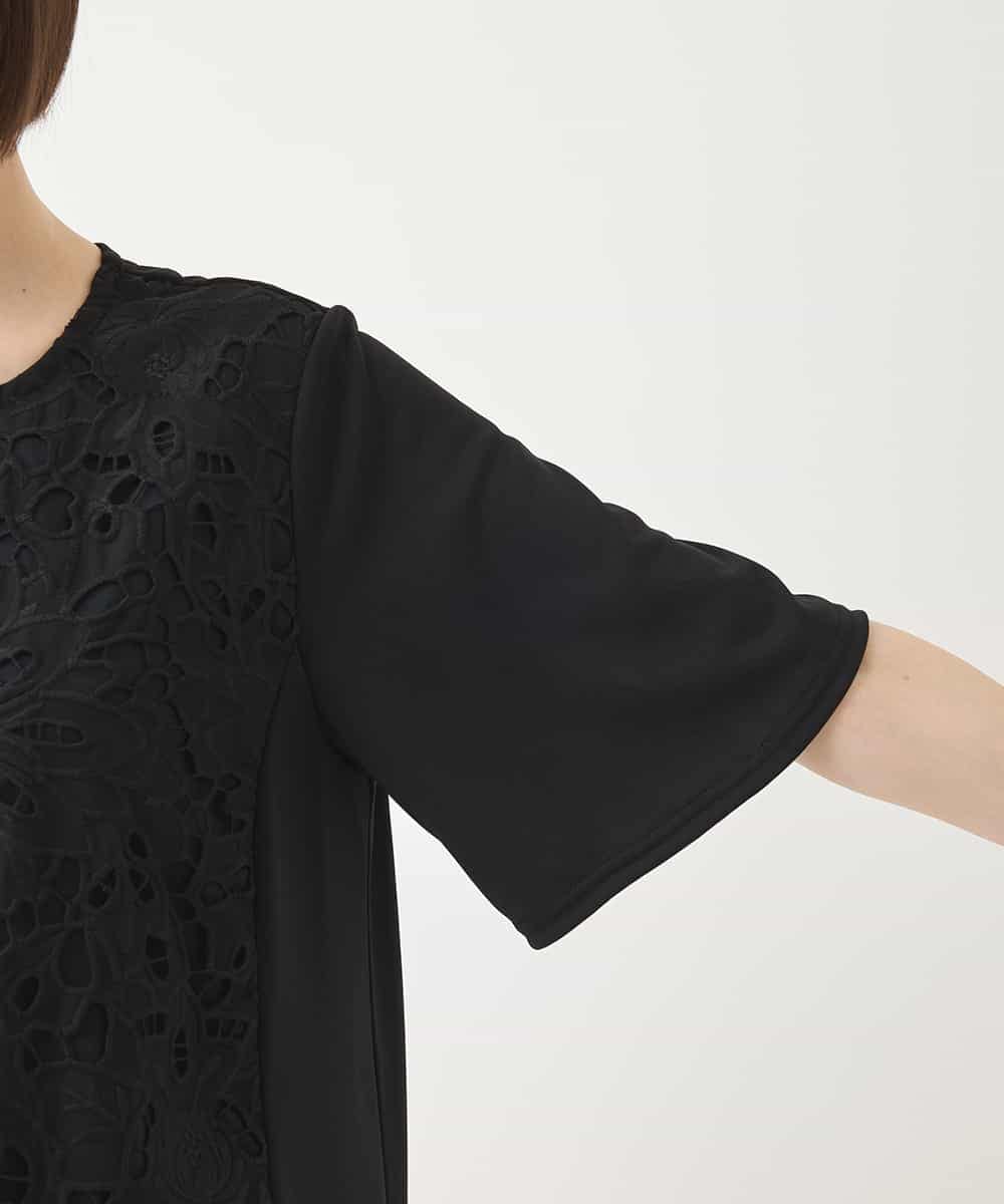 RLKHA16350 HIROKO BIS GRANDE(ヒロコ ビス グランデ) 【先行予約/大きいサイズ】カットワークデコ刺繍チュニック ブラック