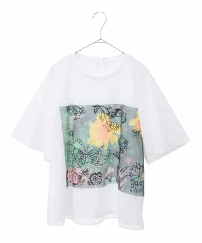 RLKHB30280 HIROKO BIS GRANDE 【大きいサイズ】Busy ButterflyプリントレイヤードTシャツ /洗える