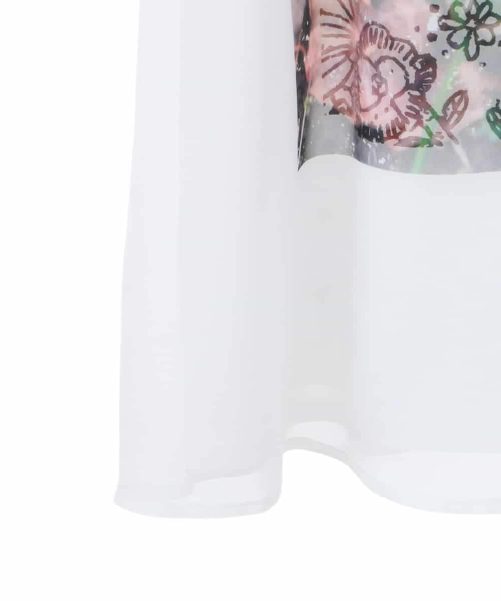 RLKHB30280 HIROKO BIS GRANDE(ヒロコ ビス グランデ) 【大きいサイズ】Busy ButterflyプリントレイヤードTシャツ /洗える ホワイト