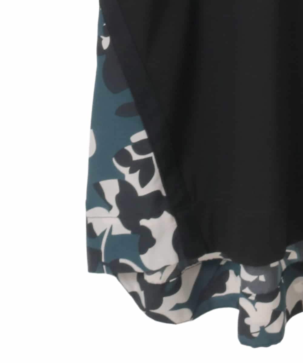 RLKHE12230 HIROKO BIS GRANDE(ヒロコ ビス グランデ) フラワープリント異素材コンビカットソー ブルー