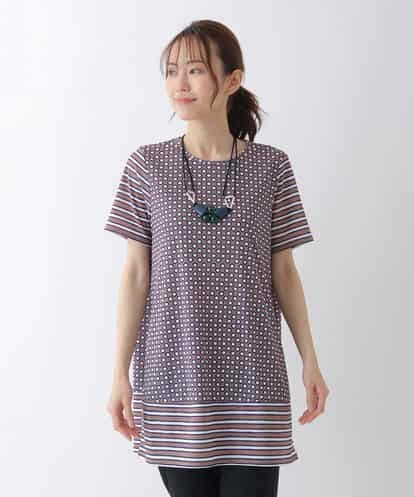 RLKHS08250 HIROKO BIS GRANDE ドットボーダーデザインチュニック