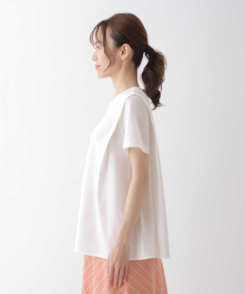 RLKHS20200 HIROKO BIS GRANDE(ヒロコ ビス グランデ) 【洗える】タックデザインプルオーバー ホワイト