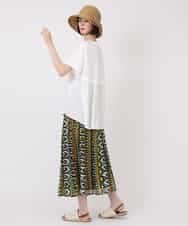 RLKHV15170 HIROKO BIS GRANDE(ヒロコ ビス グランデ) 【大きいサイズ】バックフレアドッキングTシャツ /洗濯機で洗える グリーン