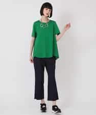 RLKHV15170 HIROKO BIS GRANDE(ヒロコ ビス グランデ) 【大きいサイズ】バックフレアドッキングTシャツ /洗濯機で洗える グリーン