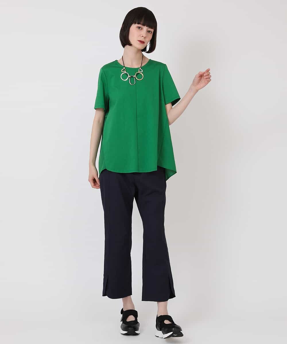 RLKHV15170 HIROKO BIS GRANDE(ヒロコ ビス グランデ) 【大きいサイズ】バックフレアドッキングTシャツ /洗濯機で洗える グリーン