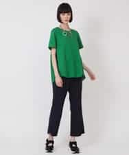 RLKHV15170 HIROKO BIS GRANDE(ヒロコ ビス グランデ) 【大きいサイズ】バックフレアドッキングTシャツ /洗濯機で洗える グリーン