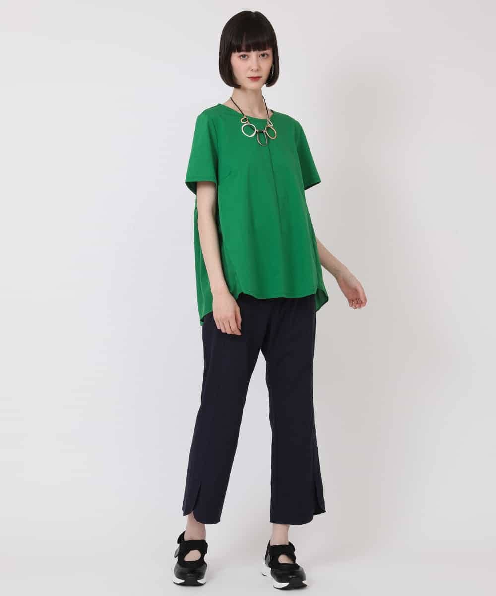 RLKHV15170 HIROKO BIS GRANDE(ヒロコ ビス グランデ) 【大きいサイズ】バックフレアドッキングTシャツ /洗濯機で洗える グリーン
