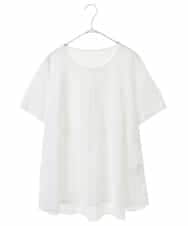 RLKHV15170 HIROKO BIS GRANDE(ヒロコ ビス グランデ) 【大きいサイズ】バックフレアドッキングTシャツ /洗濯機で洗える ホワイト
