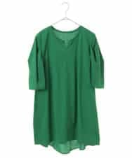 RLKHV16180 HIROKO BIS GRANDE(ヒロコ ビス グランデ) 【大きいサイズ】袖コンシャスドッキングTシャツ /洗濯機で洗える グリーン