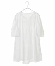RLKHV16180 HIROKO BIS GRANDE(ヒロコ ビス グランデ) 【大きいサイズ】袖コンシャスドッキングTシャツ /洗濯機で洗える ホワイト