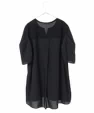 RLKHV16180 HIROKO BIS GRANDE(ヒロコ ビス グランデ) 【大きいサイズ】袖コンシャスドッキングTシャツ /洗濯機で洗える ブラック