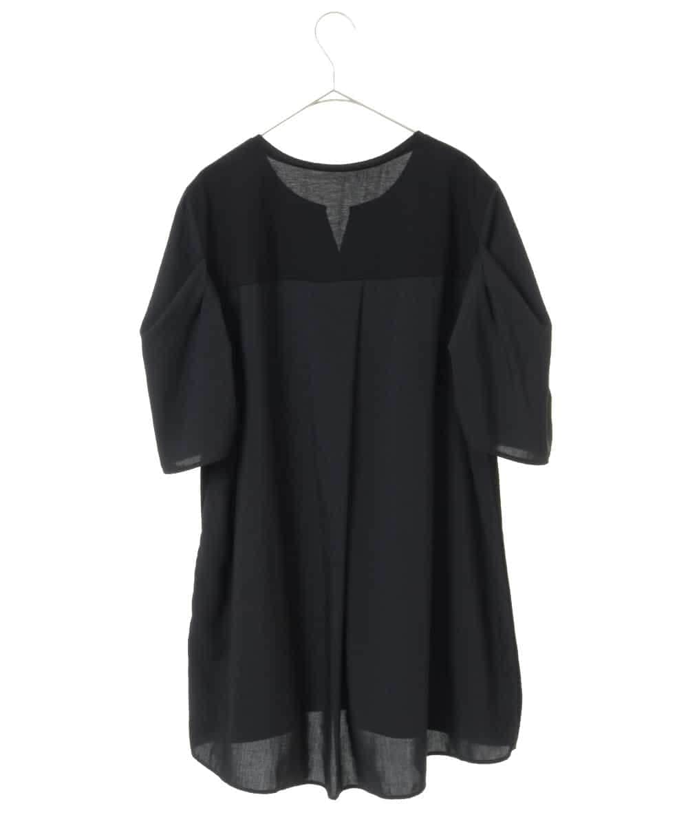 RLKHV16180 HIROKO BIS GRANDE(ヒロコ ビス グランデ) 【大きいサイズ】袖コンシャスドッキングTシャツ /洗濯機で洗える ブラック