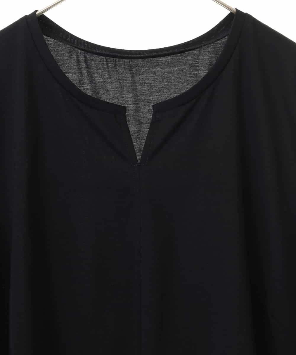 RLKHV16180 HIROKO BIS GRANDE(ヒロコ ビス グランデ) 【大きいサイズ】袖コンシャスドッキングTシャツ /洗濯機で洗える ブラック