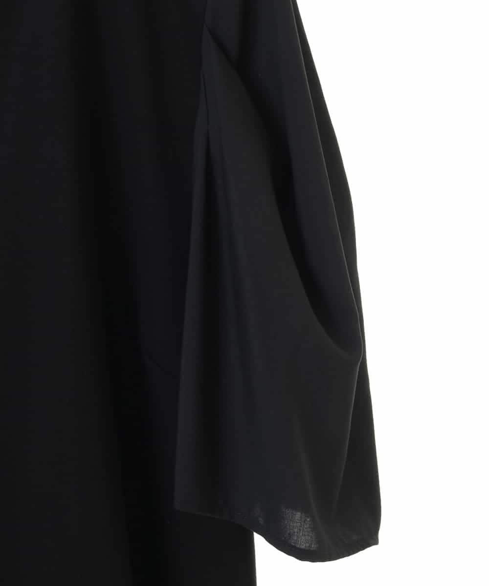 RLKHV16180 HIROKO BIS GRANDE(ヒロコ ビス グランデ) 【大きいサイズ】袖コンシャスドッキングTシャツ /洗濯機で洗える ブラック