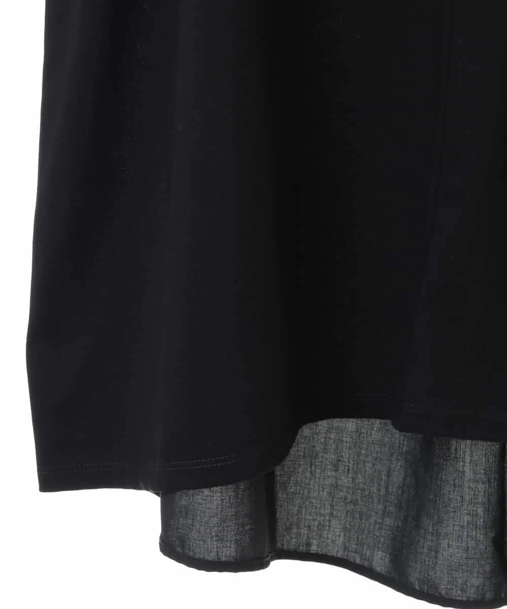RLKHV16180 HIROKO BIS GRANDE(ヒロコ ビス グランデ) 【大きいサイズ】袖コンシャスドッキングTシャツ /洗濯機で洗える ブラック