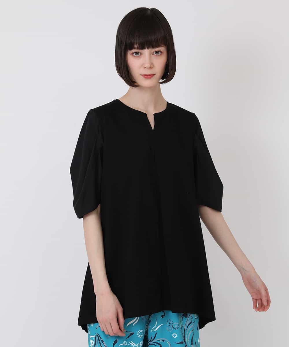 RLKHV16180 HIROKO BIS GRANDE(ヒロコ ビス グランデ) 【大きいサイズ】袖コンシャスドッキングTシャツ /洗濯機で洗える ブラック