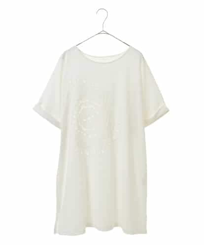 RLKHV23250 HIROKO BIS GRANDE 【大きいサイズ】カットワーク刺繍デザインロングTシャツ /洗濯機で洗える