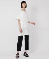 RLKHV23250 HIROKO BIS GRANDE(ヒロコ ビス グランデ) 【大きいサイズ】カットワーク刺繍デザインロングTシャツ /洗濯機で洗える ホワイト