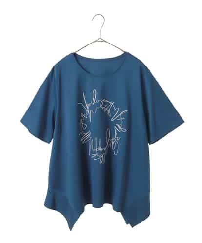 RLKIB09210 HIROKO BIS GRANDE 【大きいサイズ/接触冷感】ブレード刺繍デザインヘムカットソー /洗える