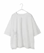 RLKIE10210 HIROKO BIS GRANDE(ヒロコ ビス グランデ) 【大きいサイズ/接触冷感】ミシンステッチボクシーシルエットTシャツ /洗える ホワイト