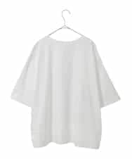 RLKIE10210 HIROKO BIS GRANDE(ヒロコ ビス グランデ) 【大きいサイズ/接触冷感】ミシンステッチボクシーシルエットTシャツ /洗える ホワイト