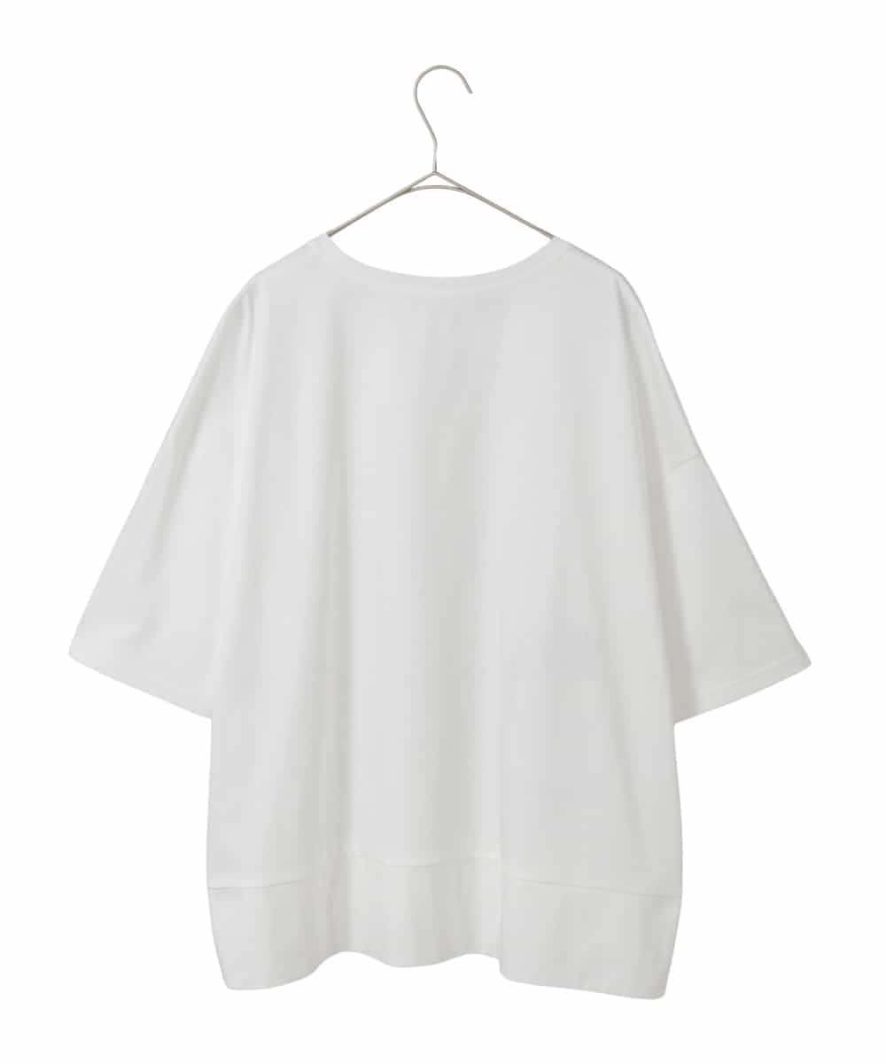 RLKIE10210 HIROKO BIS GRANDE(ヒロコ ビス グランデ) 【大きいサイズ/接触冷感】ミシンステッチボクシーシルエットTシャツ /洗える ホワイト