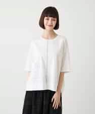 RLKIE10210 HIROKO BIS GRANDE(ヒロコ ビス グランデ) 【大きいサイズ/接触冷感】ミシンステッチボクシーシルエットTシャツ /洗える ホワイト