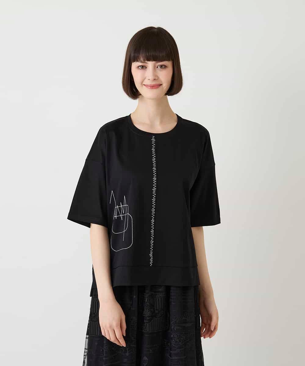 RLKIE10210 HIROKO BIS GRANDE(ヒロコ ビス グランデ) 【大きいサイズ/接触冷感】ミシンステッチボクシーシルエットTシャツ /洗える ホワイト