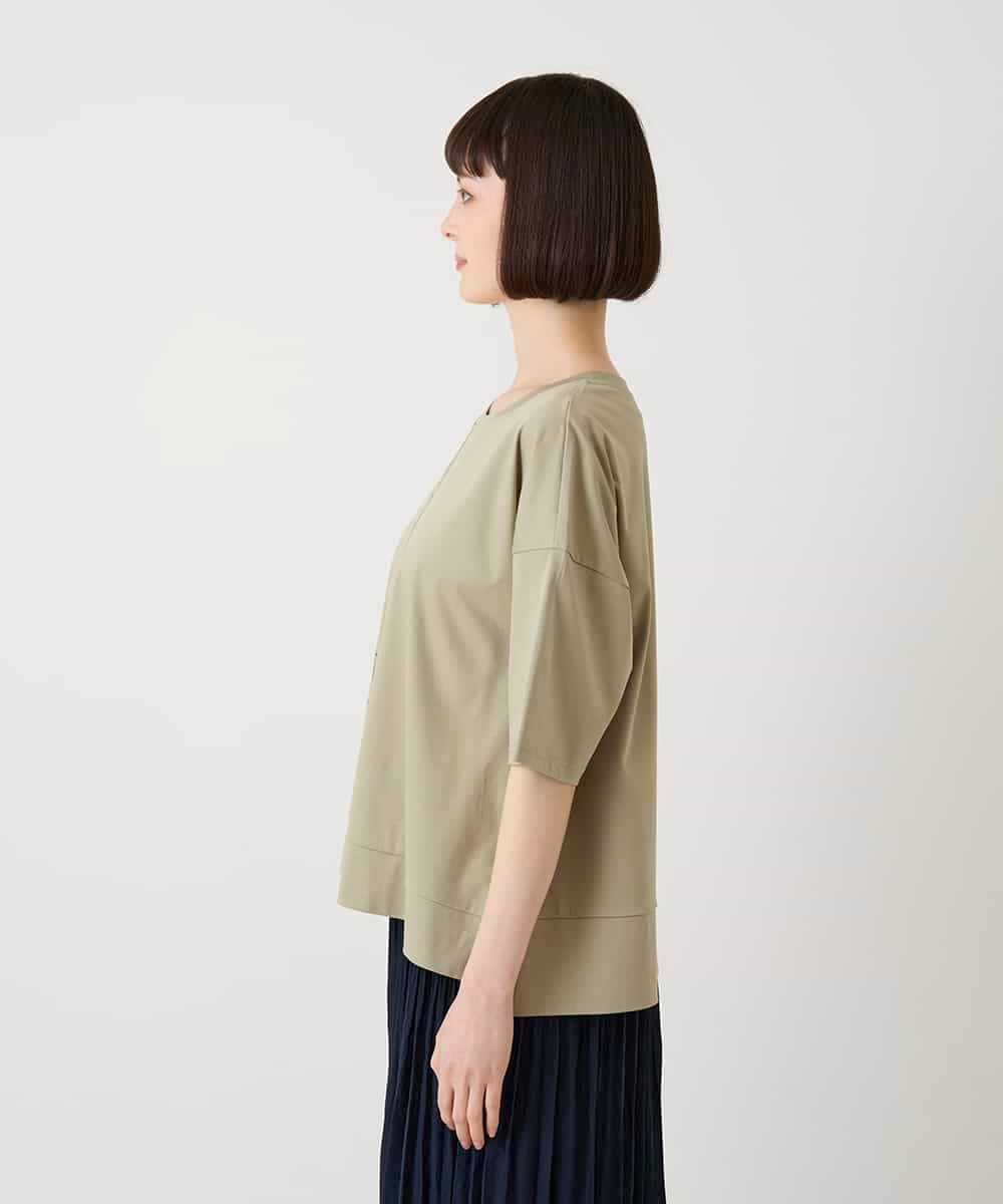 RLKIE10210 HIROKO BIS GRANDE(ヒロコ ビス グランデ) 【大きいサイズ/接触冷感】ミシンステッチボクシーシルエットTシャツ /洗える ホワイト