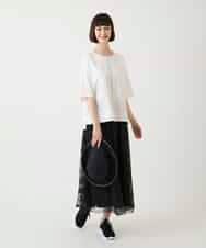 RLKIE10210 HIROKO BIS GRANDE(ヒロコ ビス グランデ) 【大きいサイズ/接触冷感】ミシンステッチボクシーシルエットTシャツ /洗える ホワイト