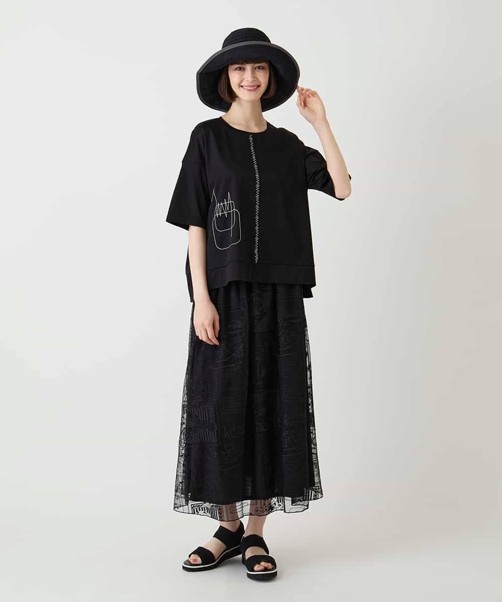 RLKIE10210 HIROKO BIS GRANDE(ヒロコ ビス グランデ) 【大きいサイズ/接触冷感】ミシンステッチボクシーシルエットTシャツ /洗える ホワイト