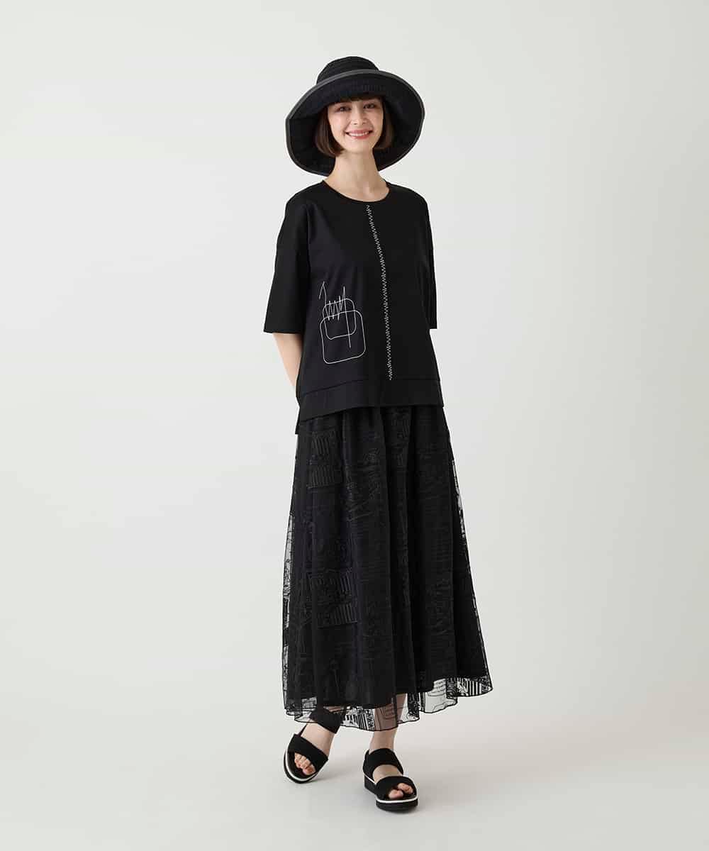 RLKIE10210 HIROKO BIS GRANDE(ヒロコ ビス グランデ) 【大きいサイズ/接触冷感】ミシンステッチボクシーシルエットTシャツ /洗える ホワイト
