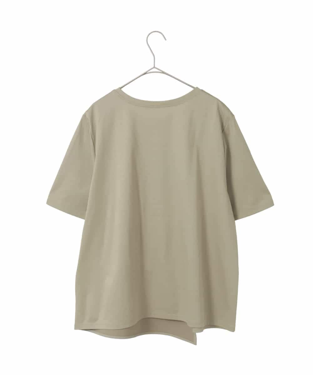 RLKIE11210 HIROKO BIS GRANDE(ヒロコ ビス グランデ) 【接触冷感】異素材切り替えフラワー刺繍デザインTシャツ カーキ