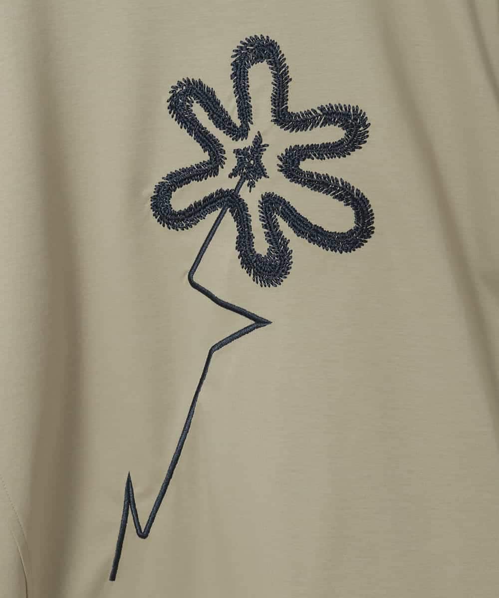 RLKIE11210 HIROKO BIS GRANDE(ヒロコ ビス グランデ) 【接触冷感】異素材切り替えフラワー刺繍デザインTシャツ カーキ