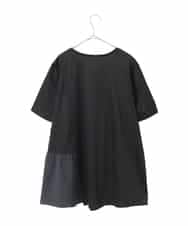 RLKIE12230 HIROKO BIS GRANDE(ヒロコ ビス グランデ) 【大きいサイズ/接触冷感】刺繍モチーフアシンメトリーチュニックTシャツ /洗える ブラック