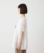 RLKIE12230 HIROKO BIS GRANDE(ヒロコ ビス グランデ) 【大きいサイズ/接触冷感】刺繍モチーフアシンメトリーチュニックTシャツ /洗える ブラック