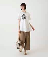 RLKIE12230 HIROKO BIS GRANDE(ヒロコ ビス グランデ) 【大きいサイズ/接触冷感】刺繍モチーフアシンメトリーチュニックTシャツ /洗える ブラック