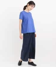 RLKIT10200 HIROKO BIS GRANDE(ヒロコ ビス グランデ) 【洗濯機で洗える】アクセントステッチ異素材ジョイントTシャツ イエロー