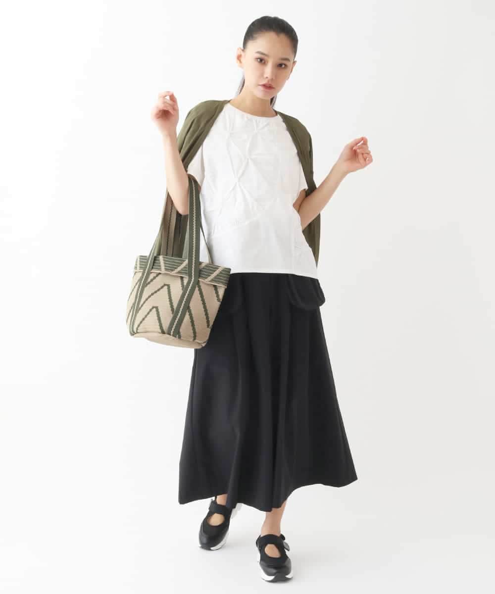 RLKIW12280 HIROKO BIS GRANDE(ヒロコ ビス グランデ) 【大きいサイズ】スモッキングタック刺繍Tシャツ /洗える グレー