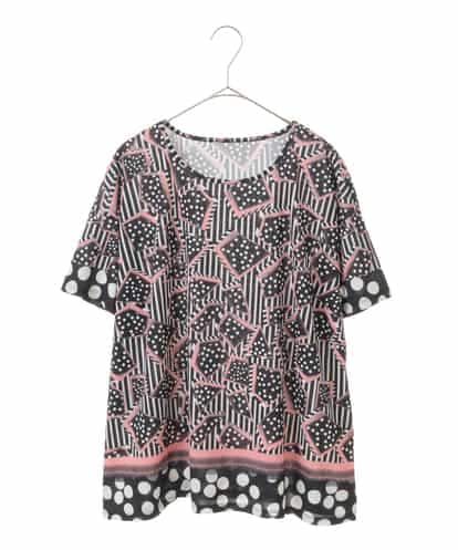 RLKIW30210  【大きいサイズ】ジオメトリックドットデザインTシャツ /洗濯機で洗える