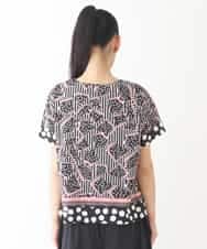 RLKIW30210 HIROKO BIS GRANDE(ヒロコ ビス グランデ) 【大きいサイズ】ジオメトリックドットデザインTシャツ /洗濯機で洗える ピンク