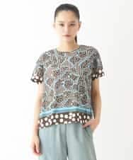 RLKIW30210 HIROKO BIS GRANDE(ヒロコ ビス グランデ) 【大きいサイズ】ジオメトリックドットデザインTシャツ /洗濯機で洗える ピンク